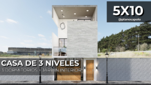 plano de casa 5x10m | moderna, 3 niveles + jardín plano de casa 5x10m | moderna, 3 niveles + jardín